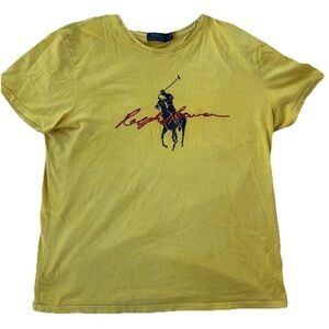 Polo Ralph Lauren Vintage Logo T Shirt Yellow Mens Size L Stylish Rare Old Money